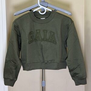 Gap X Cult Gaia Olive Green Girl’s Cropped Logo Sweatshirt